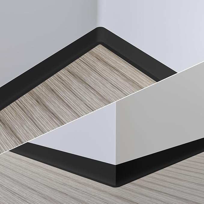 Duzzy Flexible Baseboard Molding Trim, 5 Inch(W) x 20 Feet(L) Peel and Stick Rubber Wall Trim Molding, Self-Adhesive Vinyl Wall Base Cove Base