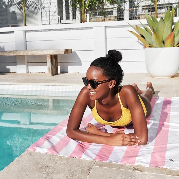 Dock & Bay Beach Towel - Quick Dry, Sand Free - Compact, Lightweight - 100% Recycled - Includes Bag - Set of 4 - Pretty in Pink, Extra Large (200x90cm, 78x35)