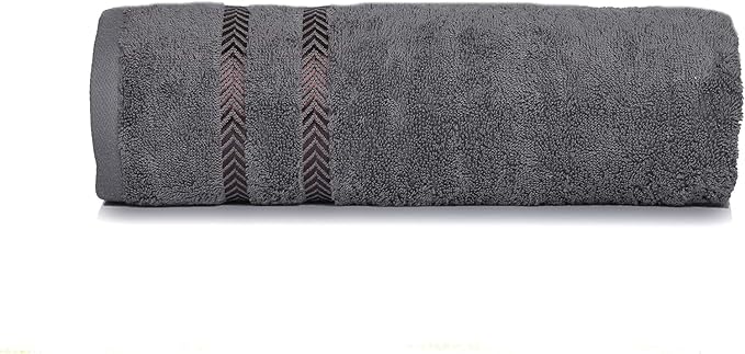 CASA COPENHAGEN Ember, 500 GSM, 27x55 Inches Large Bath Towels, Set of 4 Towels, Super Soft and Absorbent, Egyptian Cotton Towels for Bathroom & Shower - Light Grey +White +Black +Dark Grey