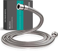 AULEEND，59 inch，encrypted shower hose 304 stainless steel metal - Extra long shower hose -（Universal Connection G 1/2" x 1/2")（brushed nickel）