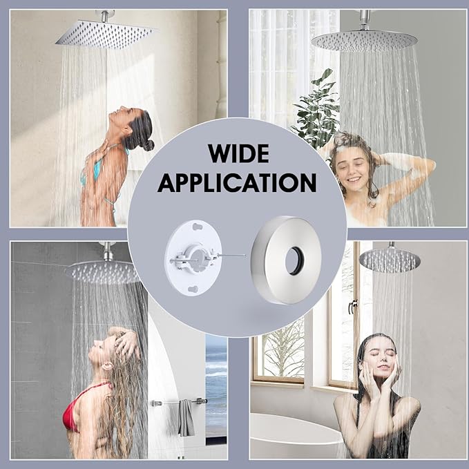 6 Inch Straight Shower Arm with Flange and Stabilizer Bracket, Ceiling Mount Replacement Rain Shower Head 304 Stainless Steel Arm For Fixed Shower Head, Brushed Nickel