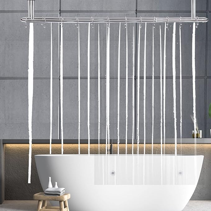 YISURE Clear Shower Curtain or Liner for Clawfoot Tub Short Length 180x65 Inch, Wrap Around Tub Curtains Liner PEVA Waterproof Shower Liner Circular Oval Circle Freestanding Round Surround