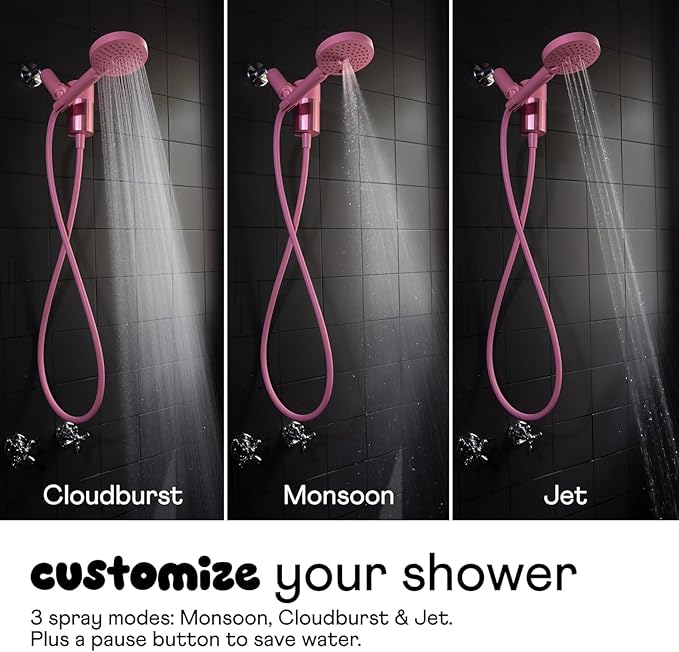 Sproos - Handheld Showerhead, High Performance Filtration System for Healthier Hair and Skin, Extra Long 70 Inch Hose, 3 Customized Spray Functions, 6 Colors (Moonlight, Shower Filter Set)