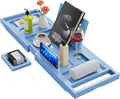 Yirilan Foldable Bamboo Bathtub Tray Caddy, Bathtub Tray, Blue