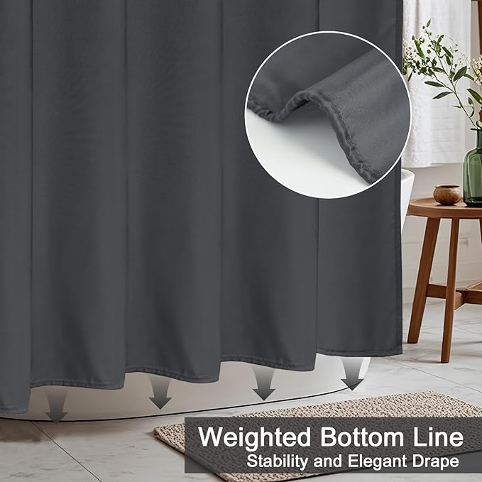 AooHome Stall Shower Curtain 36 Width x 72 Height Inch, Solid Fabric Bathroom Curtain for Hotel with Hooks, Water Repellent, Dark Grey