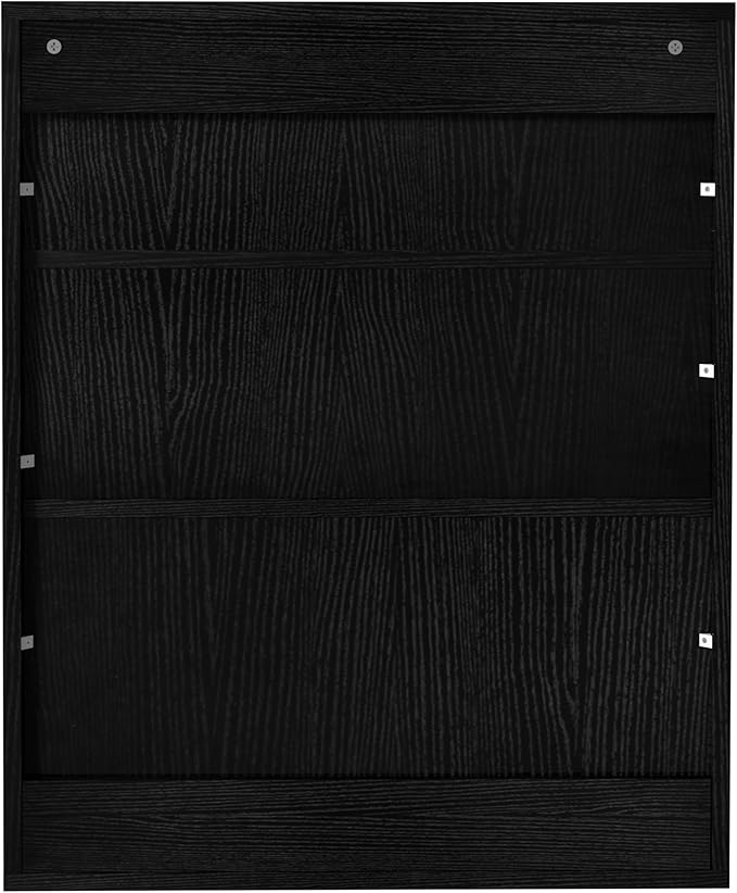 Fluted Bathroom Wall Cabinet Over The Toilet Storage,Wall Mounted Cabinet with Adjustable Shelf,Floating Cabinet Organizer Hanging Cabinet,Kitchen and Laundry Room Cabinets (Black-2 PCS)