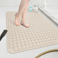 OTHWAY Large Shower Mat 34"x 23", TPE Non Slip Shower Mat for Walk in Shower Stall, Inside Shower Mats with Drain Holes Suction Cups, Anti-Slip for Elderly Kids (Apricot)