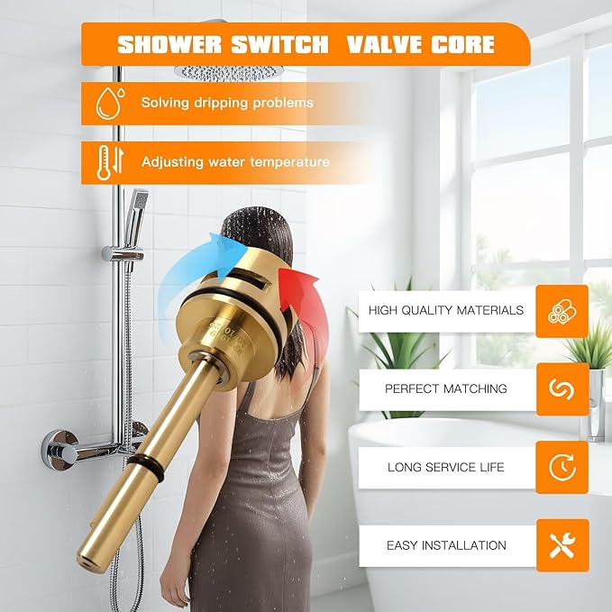 Shower Valve Repair Kit Fit for Delta R10000-unbx R10000-unbxhf, 6-Position Diverter Cartridge RP51919 and Trim Parts, Brass Construction
