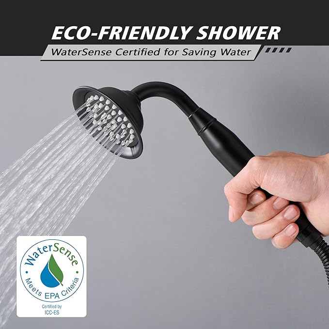 SUMERAIN High Flow Wall Mount Tub Filler, Vintage Bathtub Faucet with Sprayer and Rough-in Valve, Black and Gold Finish