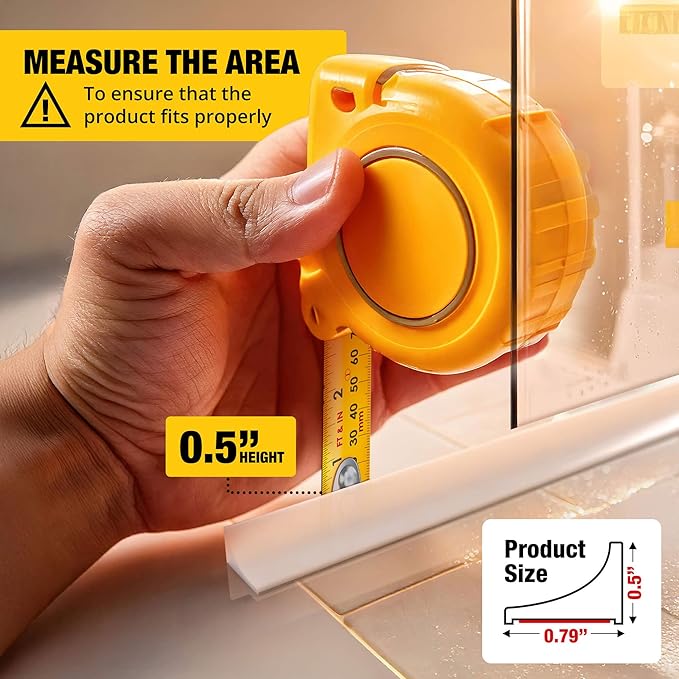 Shower Threshold Water Dam Barrier 45" - White Collapsible Shower Water Blocker - Guard for Walk in Shower - Water Guard Stopper for Floor - Shower Door Water Blocker by Hippo Dam