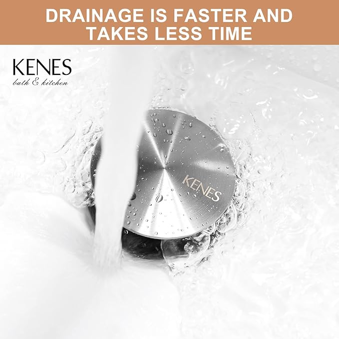 KENES Bathroom Vessel Sink Pop Up Drain Without Overflow Assembly, Lavatory Vanity Sink Drain Stopper,Anti-Clogging Drain Strainer, Brushed Nickel, KE-P300A