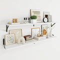 Dreamland Deep Floating Shelves for Wall, 48W x 8D Wall Mounted Shelves Set of 2, Wide Display Ledge Shelf with Sturdy Metal Brackets for Living Room, Bathroom, Bedroom and Kitchen, White