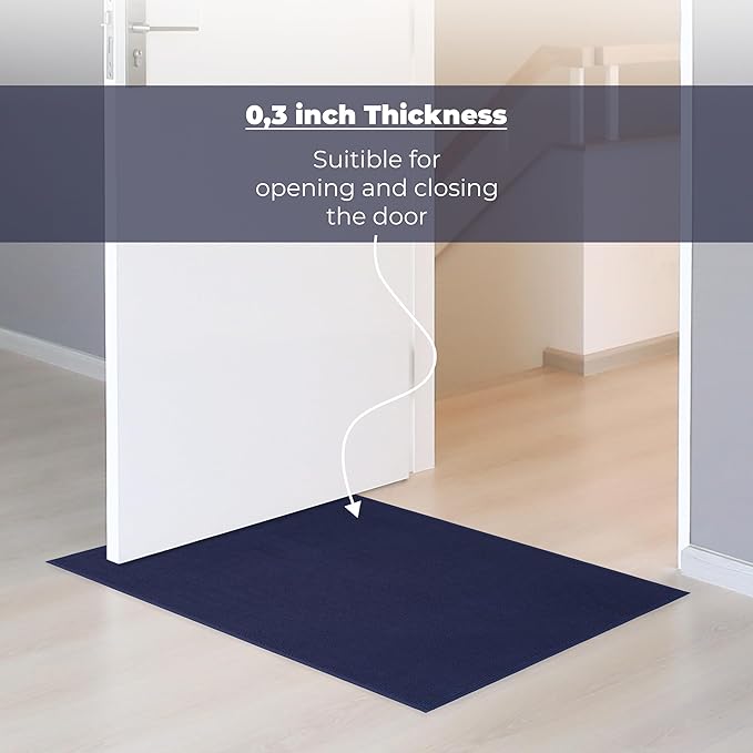 Cotton Paradise 100% Cotton Non Slip Bath Mats for Bathroom, 17x24 inch Soft Absorbent Quick Dry Machine Washable Floor Bath Mat, Navy Blue