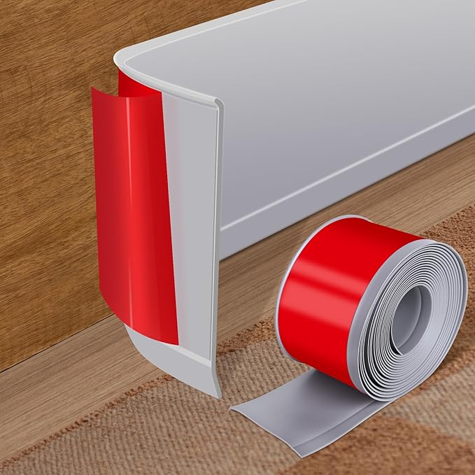 Vinyl Baseboard Molding Trim 4 Inch x 60 Feet Peel and Stick Baseboard Trim Flexible PVC Cove Base Moulding Self-Adhesive Trim for Garage Bathroom Cabinet Floor Walls, Gray