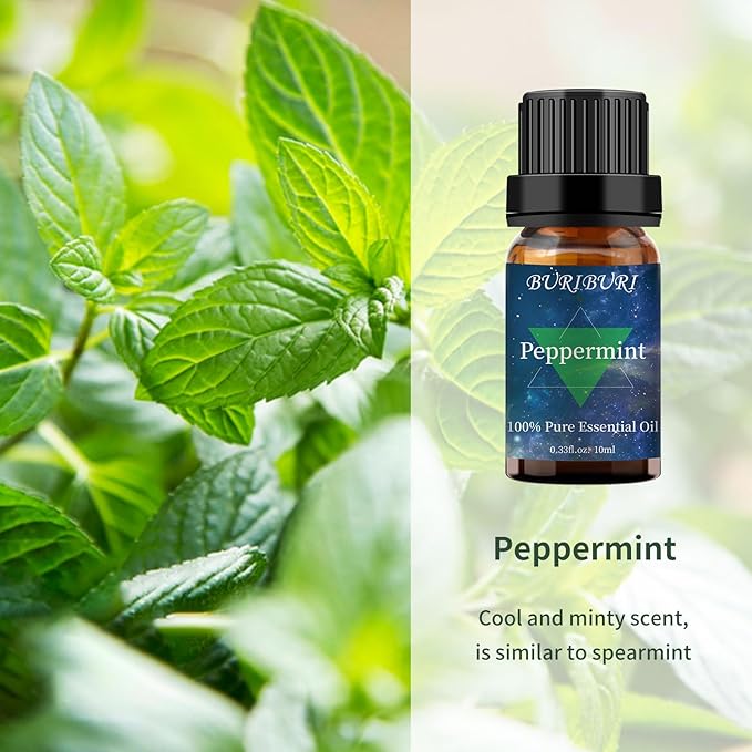 BURIBURI Eucalyptus Oil and Peppermint Essential Oil, 100% Pure, Undiluted, Natural, Organic Aromatherapy Eucalyptus Essential Oils Gift Set, 10MLx2