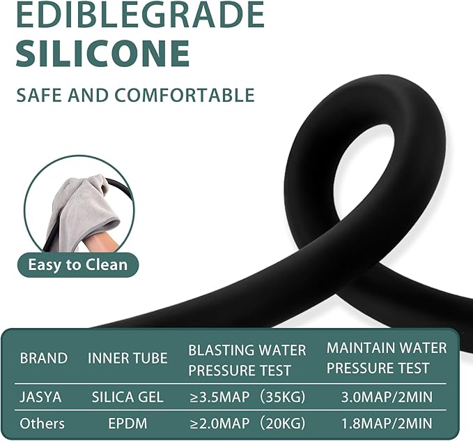 Silicone Shower Hose Extra Long,Explosion Proof Anti Winding Showerhead Hose,Used In Showerheads Spray Bidet Bathing Toilet Cleaning Flexible RV Shower Hoses Replacement (Black, 48 In)