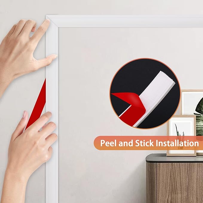 Peel and Stick Chair Rail Panel Molding, 240''L x 2.36''W Strong Self Adhesive TPE Wall Moulding Trim for Home DIY Decoration (Paintable White)