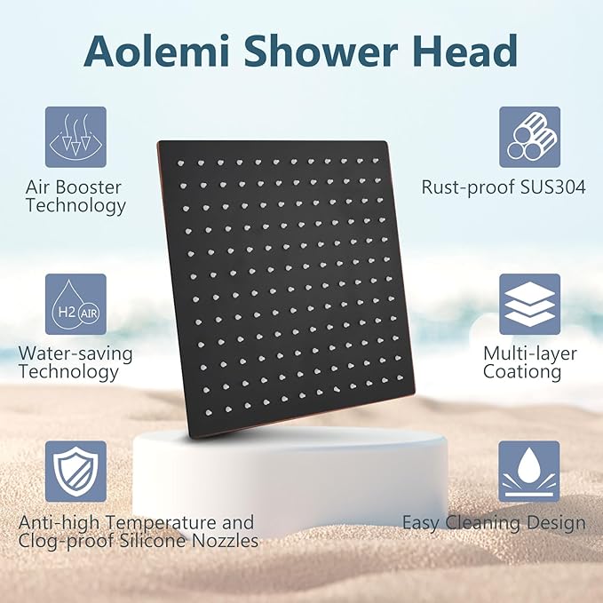 Aolemi Shower Faucet Set, High Pressure Shower System with 2-in-1 Handheld Sprayer, Wall Mount Fixture Combo with Rough-in Valve, 16 Inch Shower Head, Oil Rubbed Bronze