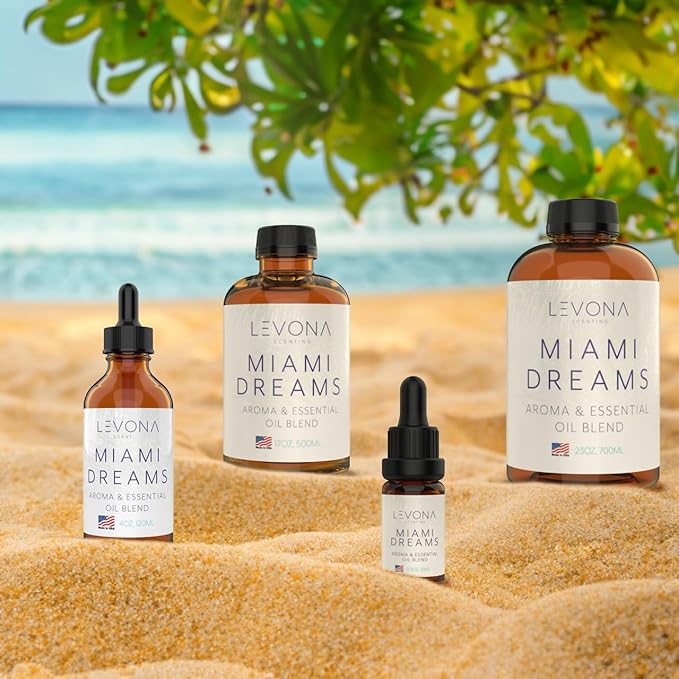 Levona Scent Essential Oils for Diffusers for Home: Miami Dreams Hotel & Home Luxury Scents Fragrance Oil - Aroma Oil with Notes of Bergamot Oil & Pine Essential Oil -500 Ml Scented Oils for Diffuser