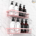 2025 New Adhesive Shower Caddy, Shower Shelves with 16 Hooks, Pink 2 Pack
