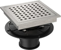 6 Inch Square Shower Floor Drain, Brushed Nickel High Flow Shower Drain Kit with Flange with Hair Filter, Removable Grate Cover, Stainless Steel, Abs Fixing Tray, CUPC Certified(Brushed Nickel)