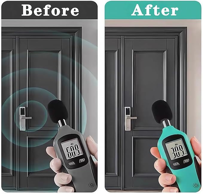 Door Seal Strip for Door Frame, Rubber Weather Stripping Door Seal, Self-Adhesive Extra Thick Insulation Strip, Soundproofing, Dustproof, Large Gap Filler (Black, 20 Ft)