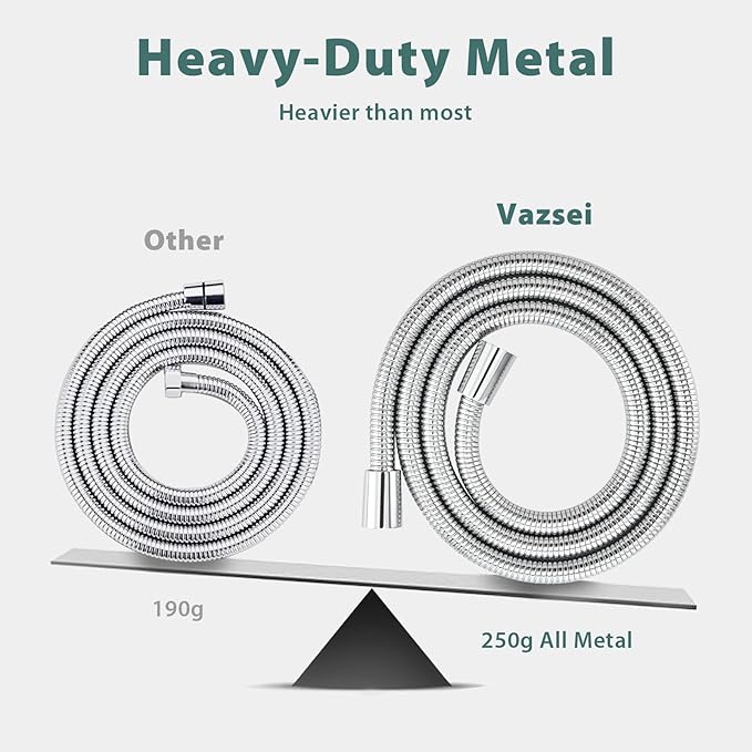 Shower Hose Replacement For Cleaning 304 Stainless Steel Shower Head Hoses 59 Inches High Pressure Bidet Hose Flexible Rose Gold Extension Showerhead Hoses Extra Long (Chrome, 48 In)