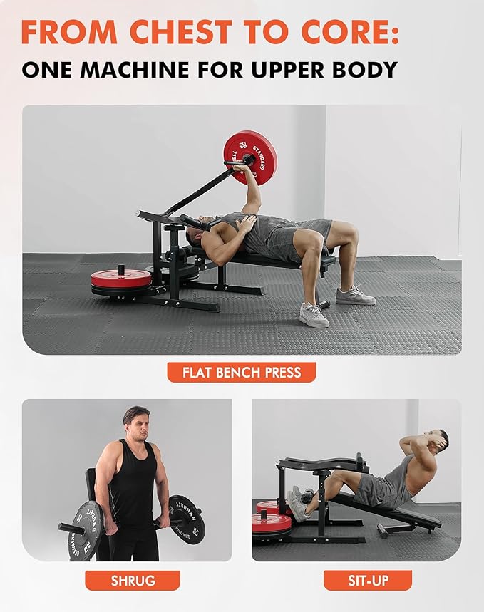 GMWD Chest Press Machine, 1050LBS Bench Press Machine with Independent Converging Arms, Adjustable Flat Incline Bench for Chest, AB Workouts, Shoulder Home Gym Equipment, V1