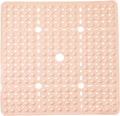 ENKOSI Square Shower Mat 27x27 inch - Large Anti Slip Shower Floor Mat - Non Slip Bathroom Shower Stall Mats with Strong Secure Suction Cups and Drain Holes in Middle Beige Opaque 27x27