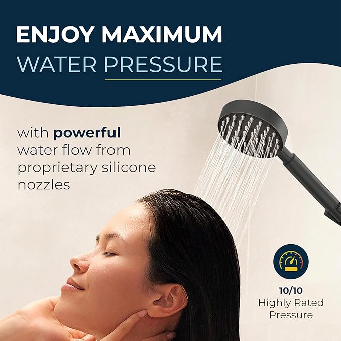 HammerHead Showers® Solid Metal 27.5 Inch Shower Slide Bar Set and Handheld Shower Head with Hose — MATTE BLACK — 2.5 GPM High Pressure Spray Wand — Easily Adjust Height & Angle of Handshower
