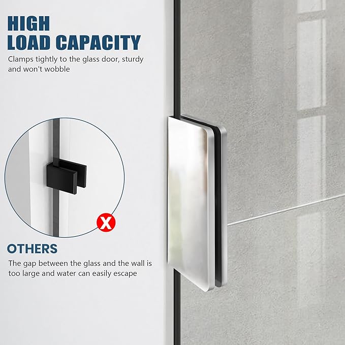 30" W ×78" H Shower Glass Panel, Frameless Fixed Glass Shower Panel with Clamps, 3/8"(10mm) Thick Clear Tempered Glass Shower Door, Bathroom Shower Screen in Polished Chrome Finish