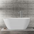 59''Acrylic Freestanding Bathtub Soaking Tub, Free Standing Bath Tub with Double-Walled Insulation, Ergonomic Deep Design, Glossy White, Matte Drain & Black Overflow, cUPC Certified Stand Alone Tub