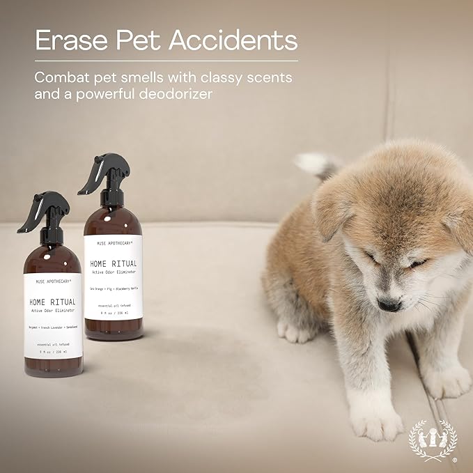 Muse Apothecary Home Ritual Active Odor Eliminator Spray - Furniture Deodorizer Spray & Bathroom Odor Eliminator for Home - Essential Oil Air Freshener - 8oz, Tonka Bean + Amber + Warm Cedarwood, 2