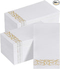 Goodluck 200 Pack 3-Ply Disposable Napkins - Soft & Absorbent Paper Hand Towels for Bathroom Guests, Dinner Party, Kitchen,Christmas， Wedding & Events, Parties - Floral Gold Trim