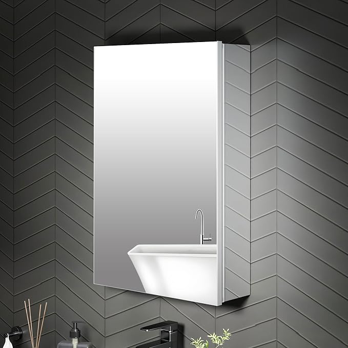 16 x 24 Medicine Cabinet Mirror for Bathroom,Assembly Required,Aluminum Alloy Frame,Recessed/Surface Mounted,Reversible L/R Door,Adjustable Shelves,Bathroom Medicine Cabinet with Mirror