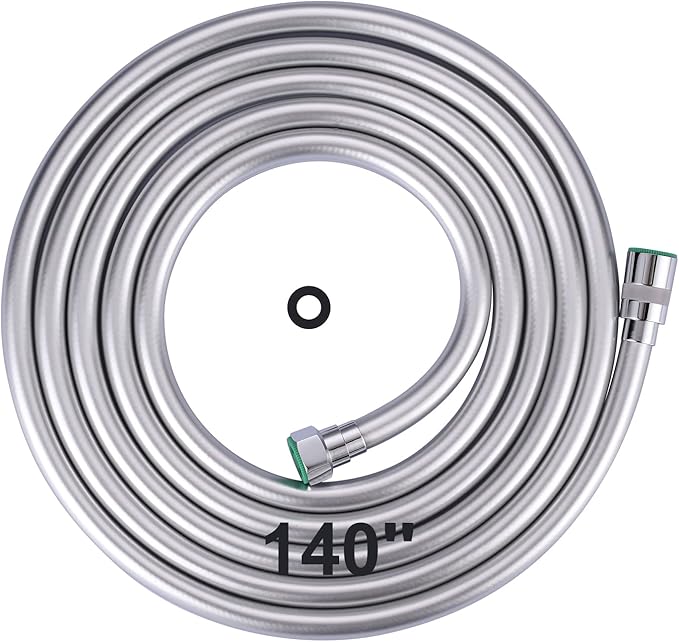 Aleasha 140 Inches Extra Long Shower Head Hose Extension for Bathing, Toilet Cleaning, Dogs, Bathroom - Chrome Handheld Shower Hose