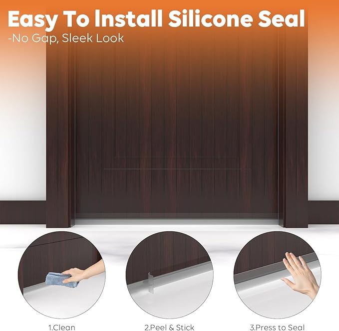 T-Shaped Silicone Door Weather Stripping for Side, 1.37 in x 40 Ft Door Draft Stopper Shower Seal Strip for Door Frame & Windows and Shower Sweep Gaps(Clear)