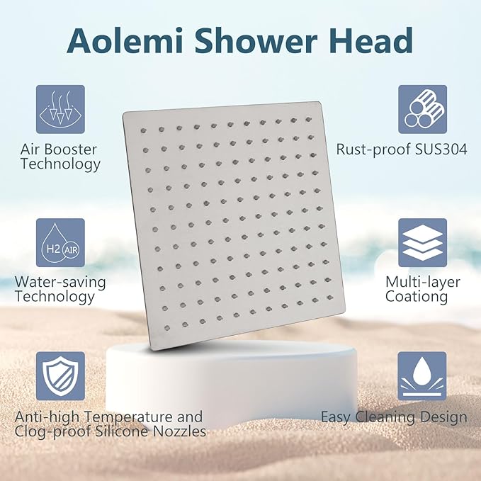 Aolemi Shower System with Rainfall Shower Head and Handheld Wall Mount,High Pressure Shower Faucet Set Fixture Combo with 2 in 1 Handheld Spray Rough-in Valve,12 Inch Shower Head Brushed Nickel