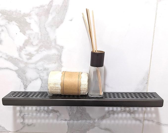 SereneDrains Stainless Steel Dark Bronze Shower Shelf for Inside Shower Drill in Wall Mount Small Bathroom Shelf Decor Organizer Rack Caddy Floating (Dark Bronze, 24 Inch)