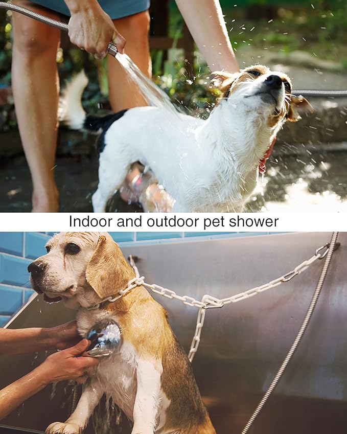 PHASAT 98-Inch Long Indoor Outdoor Shower Tube Replacement Stainless Steel Handheld Shower Hose, Brushed Nickel,A3107N-2.5