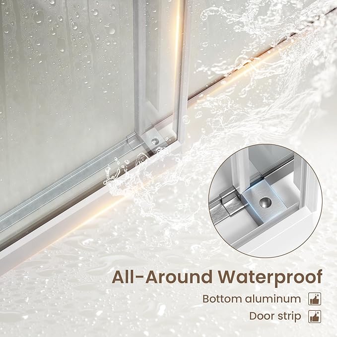 Bathbliss Glass Shower Door 56"-60" Wx76 H,Frameless Sliding Glass Door with 5/16"(8mm) Tempered Glass Shower with Brushed Nickel Finish