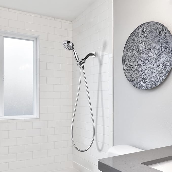 Aleasha 63-Inch Extra Long Shower Hose Extension for Bathing, Toilet Cleaning, Dogs, Bathroom - Chrome Handheld Shower Head Hose