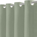 Inhousolu No Hook Waffle Weave Shower Curtain with Removable Snap in Fabric Liner Set for Bathroom, 230 GSM Heavy Duty Weighted Hem, Water Repellent Washable Bath Curtains, 72 x 78 Inch, Sage Green