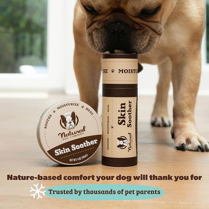 Natural Dog Company Skin Soother Bundle, Includes 2oz Tin + 0.15oz Stick, All Natural Healing Balm for Dogs, Relieves Dry, Itchy Skin, Treats Skin Irritations, Wounds, Hot Spots, Dermatitis