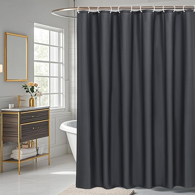 AooHome Stall Shower Curtain 36 Width x 72 Height Inch, Solid Fabric Bathroom Curtain for Hotel with Hooks, Water Repellent, Dark Grey