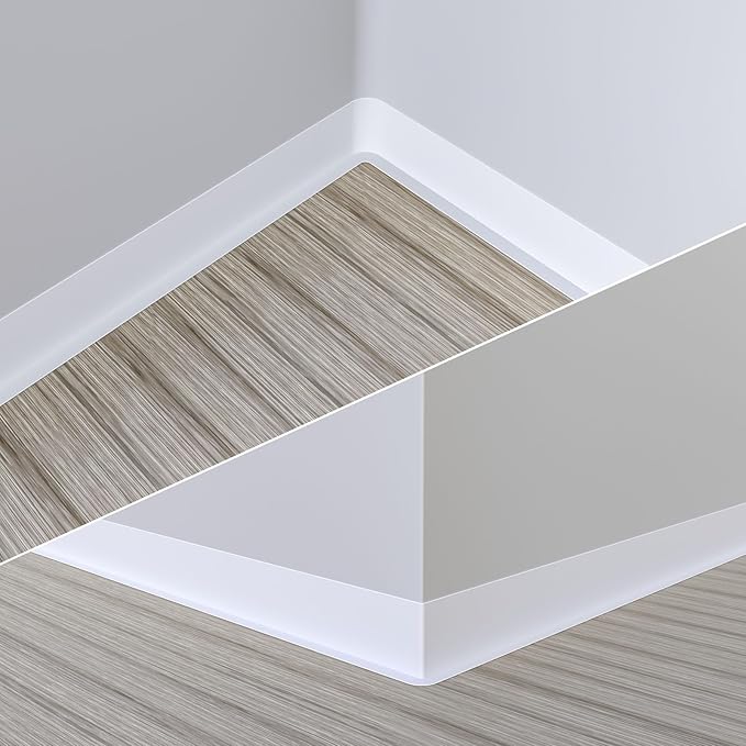 Duzzy Flexible Baseboard Molding Trim, 5 Inch(W) x 60 Feet(L) Peel and Stick Rubber Wall Trim Molding, Self-Adhesive Vinyl Wall Base Cove Base