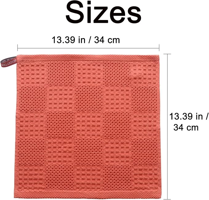 Waffle Weave Cotton Washing Cloth Ultra Soft and Absorbent Washcloths for Bathroom Kitchen and Gym Natural Cotton (1, Red)