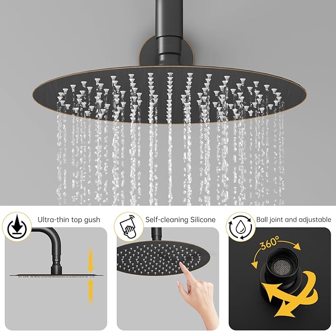 BESy Shower System with 10 Inch Round Rain Shower Head and Handheld Wall Mounted, High Pressure Rainfall Shower Faucet Fixture Combo Set with 2 in 1 Handheld Showerhead for Bathroom, Oil Rubbed Bronze