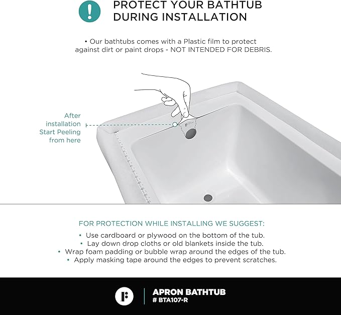 Fine Fixtures Acrylic, Fiberglass Alcove Soaking Bathtub with Integral Apron Front - Drain Included (48" x 32", Right Hand, White)