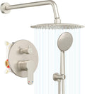 Gabrylly Shower Faucet Set, Shower System with Pressure Balance Shower Valve, 12" Rain Shower Heads with Handheld Spray, Wall Mounted Shower Fixtures, High Pressure Shower Head Set, Brushed Nickel